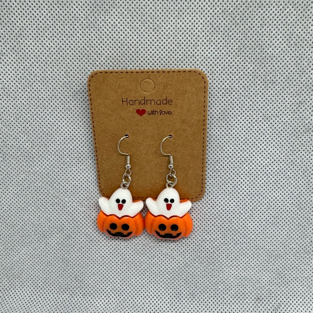 Handmade Ghost and Pumpkin Earrings